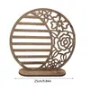 Suporte Redondo de Madeira para Brincos Estilo Rústico Fazenda Rack Decorativo para Joias Artesanato de Madeira Flor Vazada