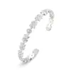 Pulseira de Folha de Luxo Leve Estilo Japonês e Coreano Moda Feminina Joker Abertura Prata S925 Banhada a Ouro Micro-incrustada Pulseira de Pedra Hao Atacado Feminino