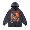Sudadera con capucha retro lavada y desgastada transfronteriza, estilo High Street, talla grande, holgada, peso pesado, chaqueta Vintage 480G