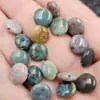 Ágata de grama aquática Jade redondo contas soltas calcedônia pulseira sem caráter acessórios de joalheria contas soltas contas espaçadoras de Jade atacado