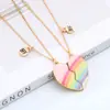 Collar Cruzado Europeo y Americano para Amigos Niños Conjunto Colgante de Amor Magnético Arcoíris Aleación Collar con Goteo de Aceite Joyería