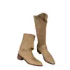 Primeiro Encontro Temporada Botas Martin Femininas Camurça Dupla Face Usar Botas Longas Acima do Joelho Outono/Inverno 2026 Novas Salto Grosso Corte em V Botas Longas
