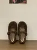 Pantuflas esponjosas estilo Chanel con lazo para mujer, aptas para usar en exteriores, con forro de felpa adicional para abrigar, zapatos Mary Jane para mujer