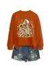 Amazon eBay sitio independiente moda elegante versátil mujer calavera esqueleto flor mariposa cuello redondo manga larga sudadera