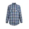 2026 Camisa Suelta Original de Verano Azul a Cuadros Deshilachada de Manga Larga para Hombres y Mujeres, Tendencia Artística Casual Retro Americana