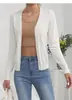 Cárdigan de punto blanco con cuello en V para mujer, chaqueta fina de manga larga ajustada de color liso para primavera y otoño, prenda exterior casual a la moda