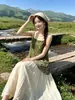 Vestido camisola de estilo étnico de Xinjiang para mujer, vestido largo vintage de verano, sin mangas, patchwork, corte holgado