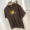 Playera de Algodón Pesado de 260g para Mujer, Diseño de Manga Corta, Top Nicho, Verano, Manga Corta, Moda Occidental, Playera de Cuello Redondo
