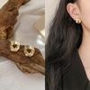 Pendientes Vintage Estilo Hong Kong 2026 Nuevos Pendientes de Botón Metálicos de Alta Gama Moda de Nicho Pendientes Versátiles Venta al por Mayor para Mujeres