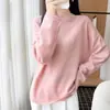 Nuevo Otoño e Invierno 100% Lana Semi-Transparente Encaje Un Hombro Suéter de Punto Holgado Perezoso para Mujer Manga Larga