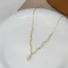 Galvanização em Ouro Real Corrente de Clavícula Exagerada Personalizada com Zircônia Feminina de Alta Qualidade Estilo Europeu e Americano Pingente de Gota d'Água Colar Exagerado Atacado