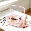 Nueva Bolsa de Maquillaje con Lazo Estilo Dulce Gran Capacidad Portátil Bolsa de Almacenamiento de PVC Bolsa de Tocador Portátil para Viaje