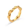 Moda Ins Europea y Americana Simple Lujo Ligero Anillo Versátil Joyería Acero Inoxidable Chapado en Oro Superficie Irregular Anillo Chapado
