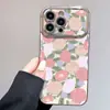Funda de Teléfono Floral Galvanizada con Ventana Grande para Apple 16Pro, Funda Protectora Iphone17Air, Pintura al Óleo Anti-Caídas