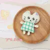 Broche de Gato Dulce Estilo Nuevo, Pin de Animal Lindo, Accesorio de Ropa para Gato de Tela a Cuadros Estilo Coreano
