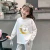 Top Casual Infantil Cartoon para Primavera e Outono de 2026, Roupa de Algodão Puro para Meninas, Camiseta de Manga Longa Super Fofa e Estilosa