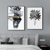 Pintura decorativa sin marco de alce gris hojas doradas de AliExpress transfronterizo, núcleo de pintura de letras, decoración de pintura colgante para sala de estar