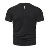 Camiseta de verano para hombre de manga corta, secado rápido, seda de hielo, color burdeos, lisa, cuello redondo, casual, media manga, impresa