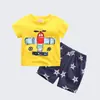 Conjunto de Verano para Niños de Manga Corta con Shorts Bordado de Ballena Camiseta Shorts a Cuadros Ropa de Dos Piezas de Verano para Bebé Niños