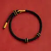 Pulsera de Cuerda Roja Tejida a Mano Producto Semi-Terminado con Cuentas y Accesorios Dorados Pulsera de Cuentas DIY para Pareja para Hombres y Mujeres