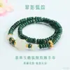 Pulsera de Jade Natural Grado A de Guan Yu con Cuentas Azules de Abaco y Vainas de Loto Joyería Venta al por Mayor en Vivo S5052703