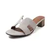 Sandalias planas de cuero de vaca de primera capa para mujer con tacón medio grueso, nuevo estilo de verano, sandalias cómodas de cuero genuino con punta redonda y puntera abierta
