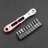 Juego de Destornillador de Carraca Bidireccional de Cabeza Plana Ultrafino Herramienta de Manga para Puntas de Codo en Ángulo Recto Manual Estrecho
