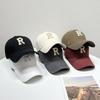 Gorra de béisbol con letras R de estilo coreano, informal, combinable con todo, con visera de diamantes de imitación, para mujer, para exteriores