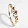 En Stock Suministro Directo de Fábrica Nuevo Estilo Chino Pulsera de Rama de Flor de Esmalte Chapado en Oro Esmalte de Color Pulsera Abrible de Rosa Accesorios Qipao