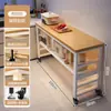 Estante de almacenamiento para cocina, multifuncional, de pie, mesa multicapa, tabla de cortar, banco de trabajo, estante de almacenamiento para microondas y utensilios de cocina, armario lateral