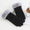 Luvas Quentes Femininas Inverno N915 Luvas de Camurça Boca de Pelo Outdoor Ciclismo Tela Sensível ao Toque Forradas com Lã Espessadas Fábrica Atacado