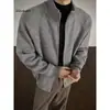 Estilo casual de otoño e invierno, simple, versátil, color liso, cremallera pesada, suéter holgado con cuello alto en punto Maillard