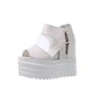 Sandalias con plataforma de altura oculta Zapatos de plataforma estilo coreano Malla Punta abierta Tacones altos Sandalias romanas Zapatos de mujer