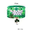 Europa y América. Pulsera Verde del Día de San Patricio Apilada con Cuentas de Arcilla Suave, Decoración de Colgante Hecho a Mano de Trébol de Cuatro Hojas de Buena Suerte