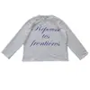 Europeu e Americano Retro Wear Estampa Inglesa Outono e Inverno Novo Branco Nicho Versátil Manga Longa Gola Redonda Camiseta Y2K
