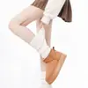 Calcetines Grises sin Pies para Mujer, Calentadores de Piernas de Punto Rayados Cálidos para Otoño e Invierno, Calcetines Holgados Engrosados Blanco Crema, Cubrepies Versátiles Estilo Japonés