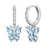 Amazon Transfronterizo Nuevo Producto Aretes de Aro Mariposa Plateados Aretes Personalizados con Piedra de Nacimiento Joyería para Fiestas Navideñas Regalos para Mujeres
