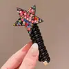Goma para el Cabello de Niña con Pedrería Estrella de Celebridad de Internet Banda para el Cabello de Cable de Teléfono Cuerda para el Cabello que No Daña Accesorio para el Cabello de Estrella de Cinco Puntas para Niña Tocado para Niñas