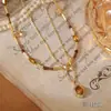 Popular Cadena Doble para Clavícula de Caballo con Piedra Natural Ojo de Tigre y Cuentas de Color Contrastante de Ainibeni, Collar de Moda y Versátil