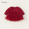 M Modelo de Bem-Estar Vestido de Menina Primavera e Outono Não Reutilizável Vestido Floral Infantil Vestido de Menina Outono Manga Longa Roupas Infantis Liquidação