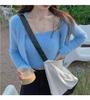 Conjunto de duas peças de camisola de pele sintética 2023 outono e inverno estilo coreano suéter de manga longa cardigã casaco feminino top solto