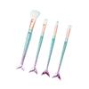 Brocha de maquillaje suave de seis colores pelo suave traje de sirena pelo de nailon galvanizado 4 piezas bolsa de PVC en stock fábrica de origen