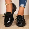 Zapatos Casuales Cómodos de Mujer Talla Grande Estilo Británico con Moño Slip-On Suela Gruesa Verano 2026