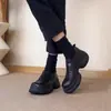 Mocasines de mujer de otoño nuevos con textura de piel de oveja, puntera redonda, suela gruesa con plataforma, zapatos slip-on de corte bajo estilo británico