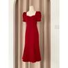 Vestido de compromiso rojo fino de alta gama con textura francesa vintage romántico para niños verano