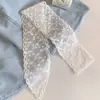 Bufanda de Seda Bordada con Encaje Dulce para Mujer, Larga para Atar el Cabello, Lazo, Cinta, Bufanda Versátil Estilo Coreano, Cinta Rayada