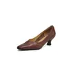 Zapatos de Tacón Alto con Boca Baja para Mujer 2025 Nuevos Zapatos de Primavera y Otoño para Mujer Retro Simples de una Sola Capa de Piel de Vaca Versátiles para Mujer
