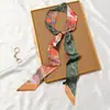 Bufanda de Seda Retro Francesa Primavera y Otoño para Mujer Lazo Largo para Bolso Cinta Flor de Lazo Estilo Extranjero Moda Diadema Larga Pequeña
