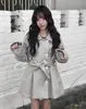 Tallas actualizadas disponibles: Abrigo de lana retro dulce casual chic coreano de invierno, corte holgado, cintura entallada 17909