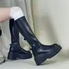 Botas elásticas de suela gruesa, botas ajustadas para mujer, colección otoño/invierno 2026, botas hasta la rodilla, elegantes botas de tacón alto, botas de moda